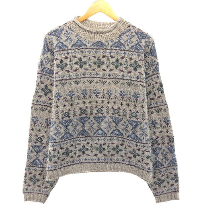 90s~00'S Eddie Bauer All-over Print Roll Neck Wool Knit Sweater Made in USA Women's XL /eaa511680