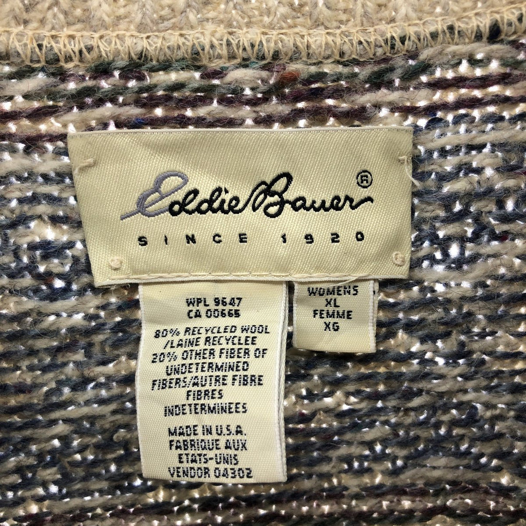 90s~00'S Eddie Bauer All-over Print Roll Neck Wool Knit Sweater Made in USA Women's XL /eaa511680