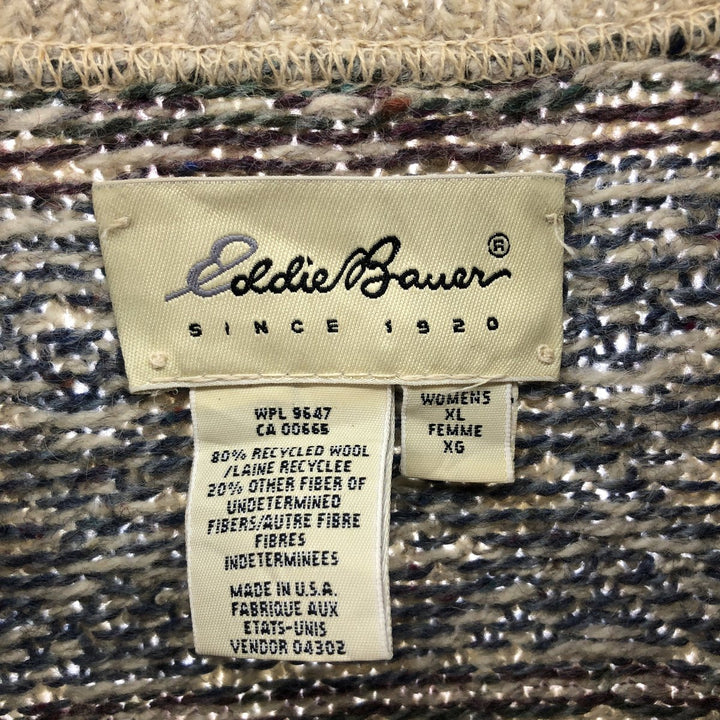 90s~00'S Eddie Bauer All-over Print Roll Neck Wool Knit Sweater Made in USA Women's XL /eaa511680