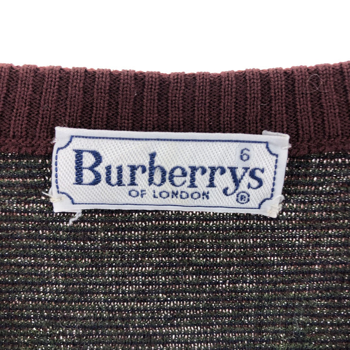 Burberry's BURBERRYS OF LONDON all-over print V-neck wool knit sweater made in Spain, women's size L /eaa511704