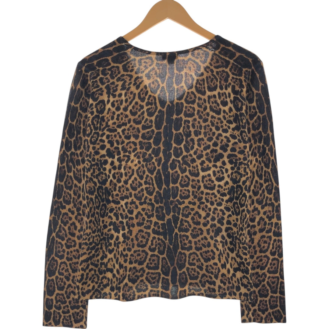 sofie Leopard Pattern V-neck Cashmere Knit Sweater for Women (Equivalent to XL) /eaa511706