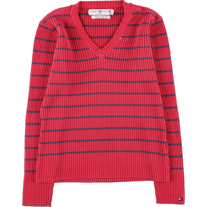 Tommy Hilfiger TOMMY HILFIGER JEANS Border Pattern Ribbed V-neck Knit Sweater Women's S size / eaa511729