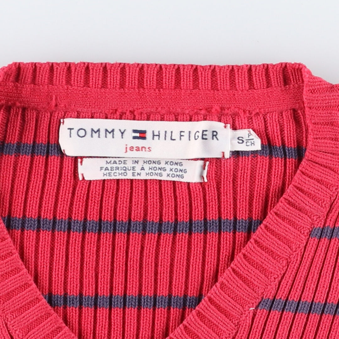 Tommy Hilfiger TOMMY HILFIGER JEANS Border Pattern Ribbed V-neck Knit Sweater Women's S size / eaa511729