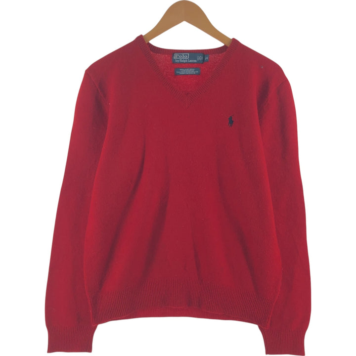 Ralph Lauren POLO by Ralph Lauren V-neck lamb wool knit sweater, women's size L / eaa511732