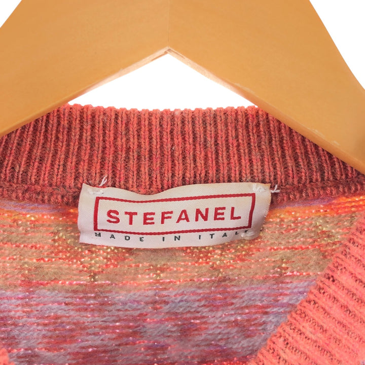 STEFANEL all-over print alpaca blend wool knit sweater made in Italy women's size M /eaa511734