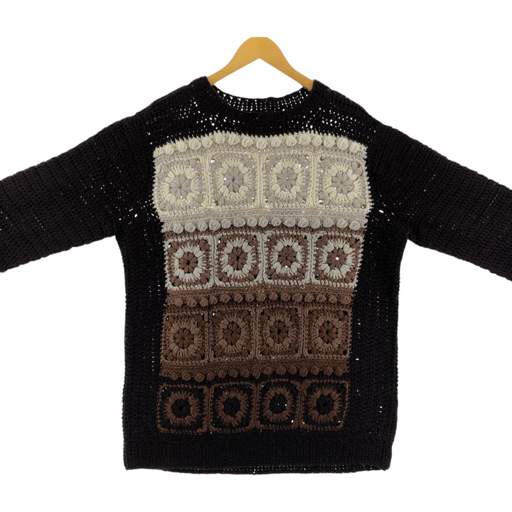 All-over print granny square crochet knit sweater, men's size XL / eaa511735