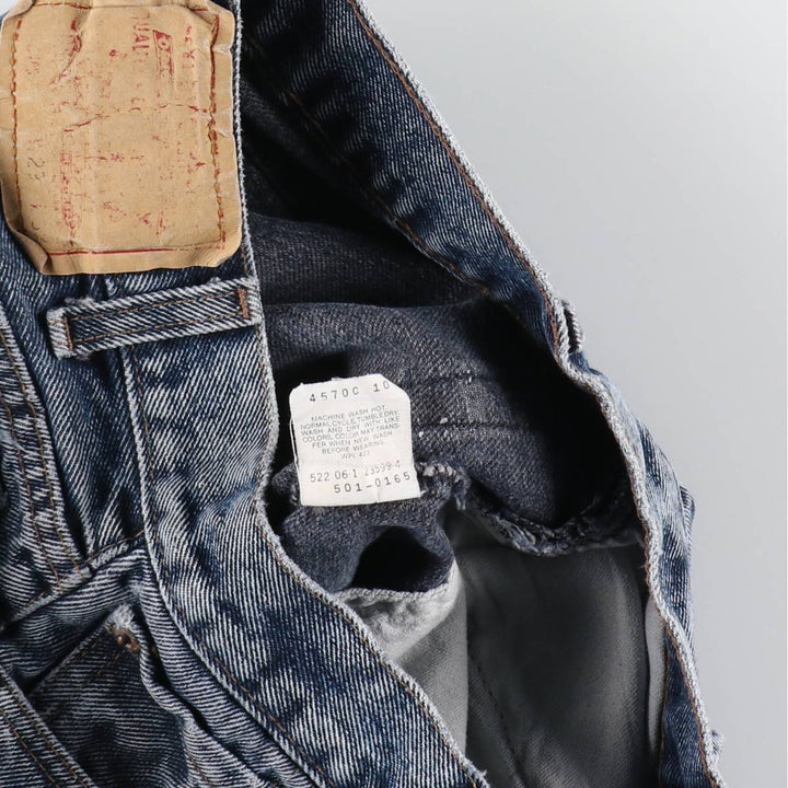 90'S Levi's 501-0165 Chemical Wash Straight Denim Pants Made in USA Women's L (w28) Vintage cotton navy blue type Vintage Second Hand