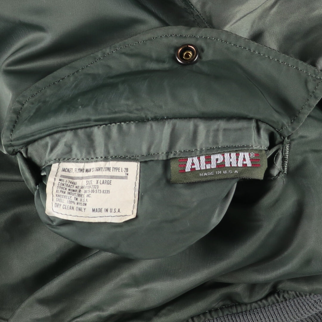 Civilian item 80s-90'S Alpha L-2B type military flight jacket made in USA men's XL equivalent vintage /eaa511983