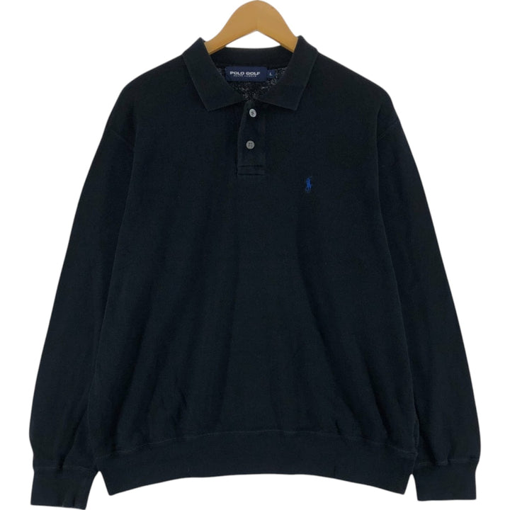 90'S Ralph Lauren Polo Golf collared half button one point logo sweatshirt trainer made in USA men's L size /eaa512097