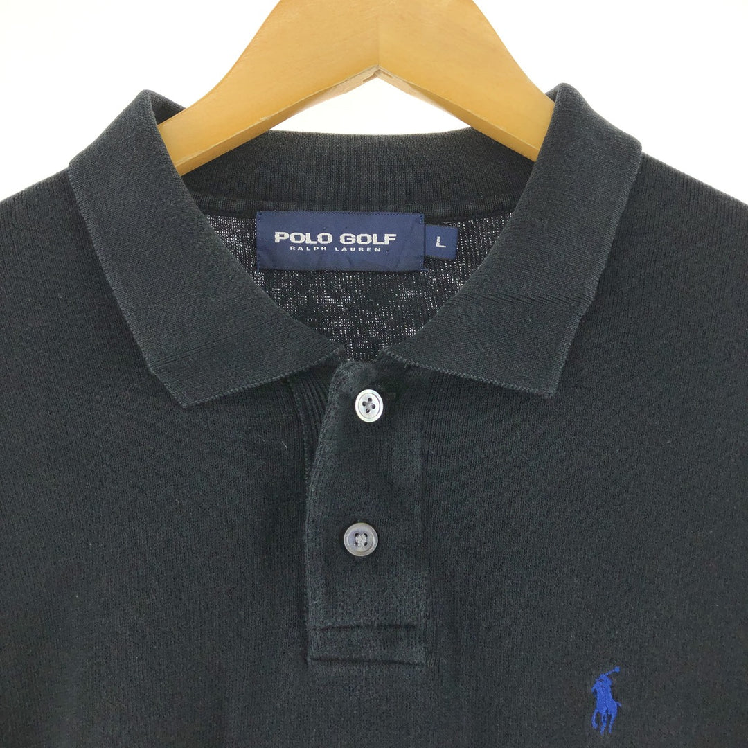 90'S Ralph Lauren Polo Golf collared half button one point logo sweatshirt trainer made in USA men's L size /eaa512097