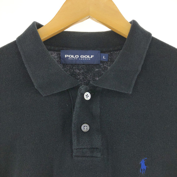 90'S Ralph Lauren Polo Golf collared half button one point logo sweatshirt trainer made in USA men's L size /eaa512097