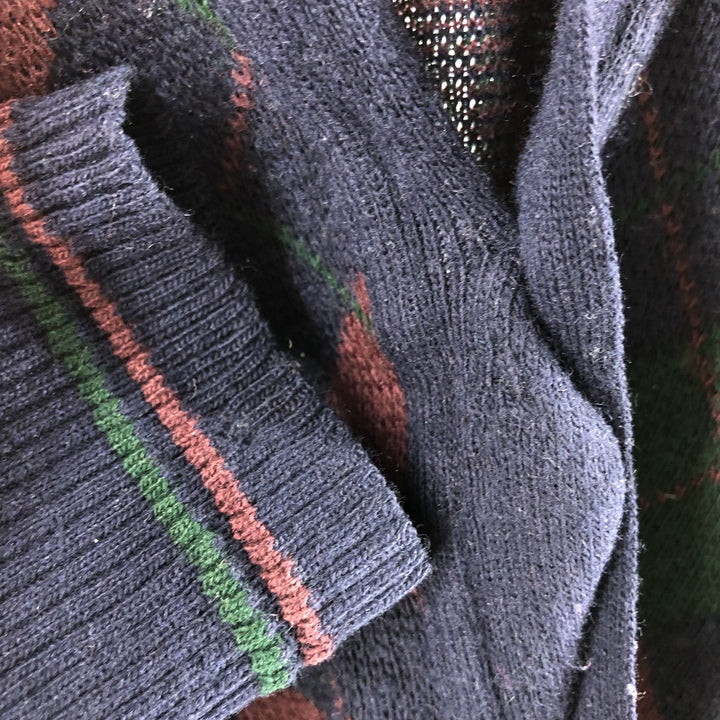 80s-90'S Sears Lowbucks Argyle Pattern Acrylic Knit Cardigan Made in Italy Men's M Size Vintage /eaa512100