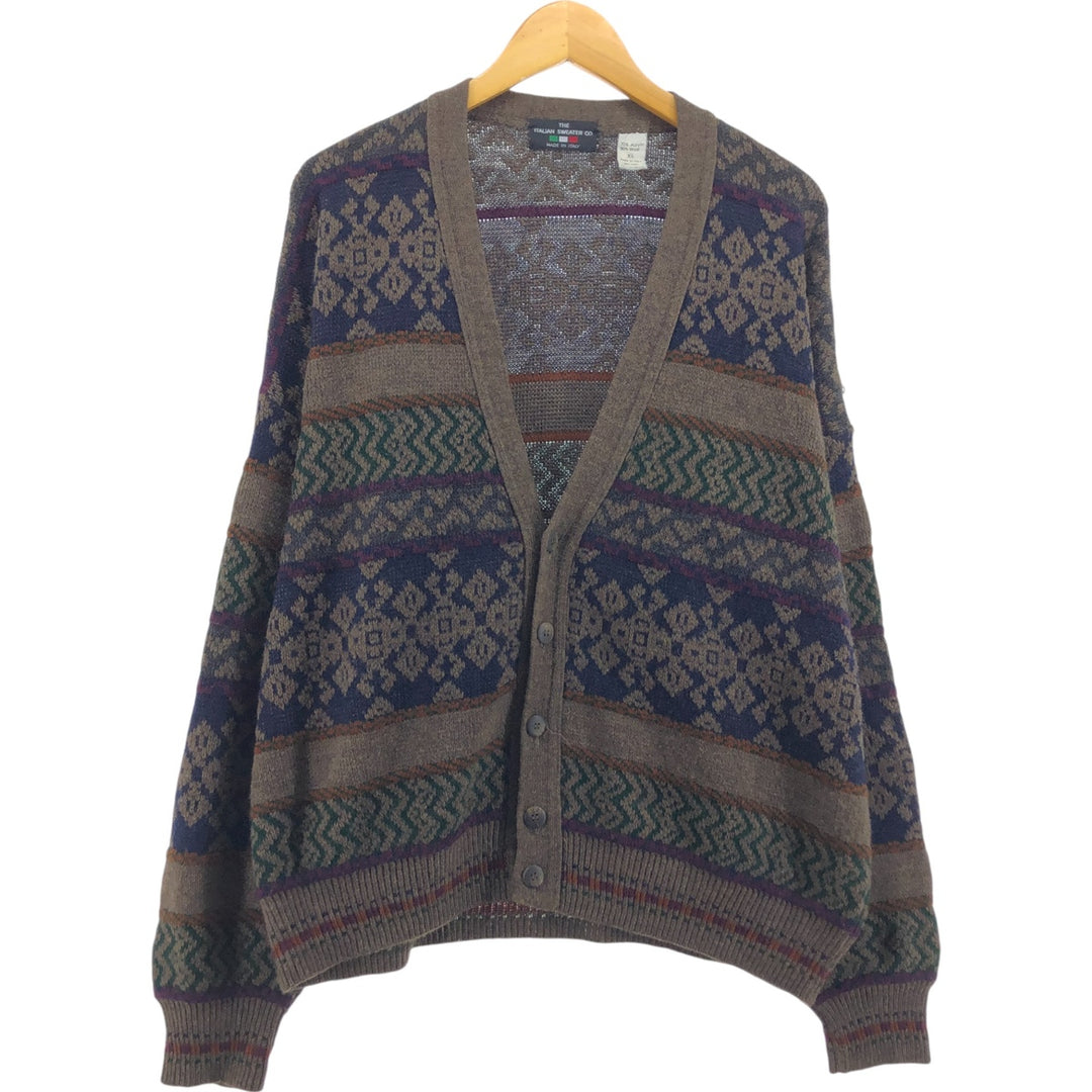THE ITALIAN SWEAT CO All-over print acrylic knit cardigan Made in Italy Men's XL size /eaa512103