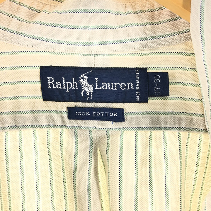 Ralph Lauren long sleeve button down striped shirt, men's XL size cotton Beige type Vintage Second Hand