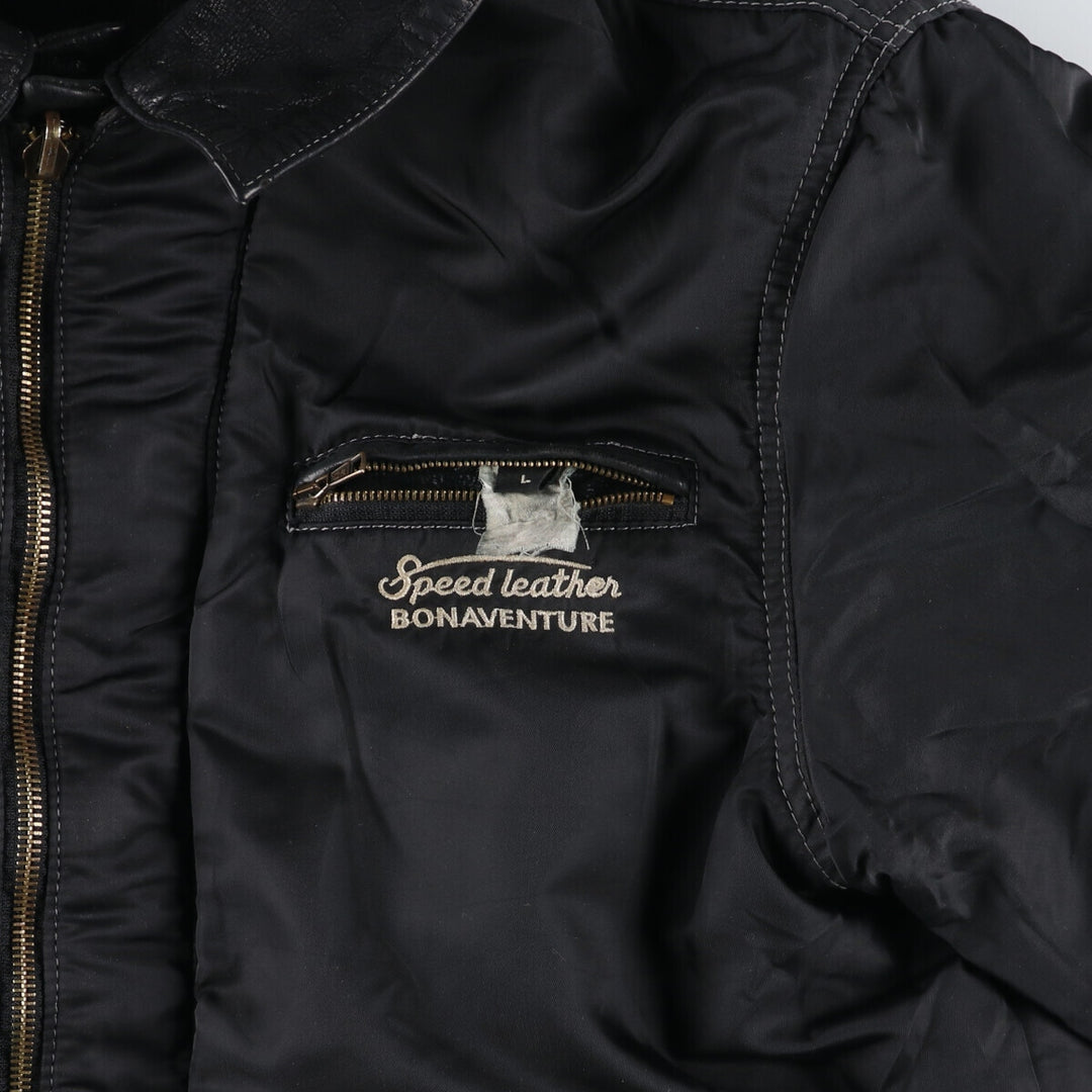 BONAVENTURE Trucker Jacket, Reversible Leather Jacket, Men's Size L /eaa512599