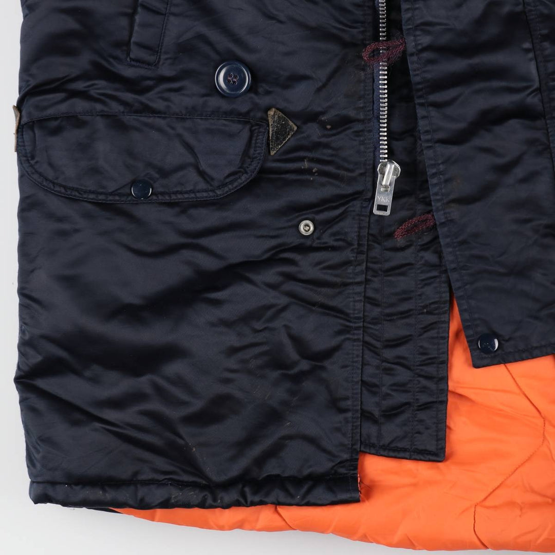 Civilian 1980'S Golden Fleece N-3B Military Flight Jacket, Made in USA, Size 34, Men's L (equivalent) Nylon navy blue type Vintage Second Hand