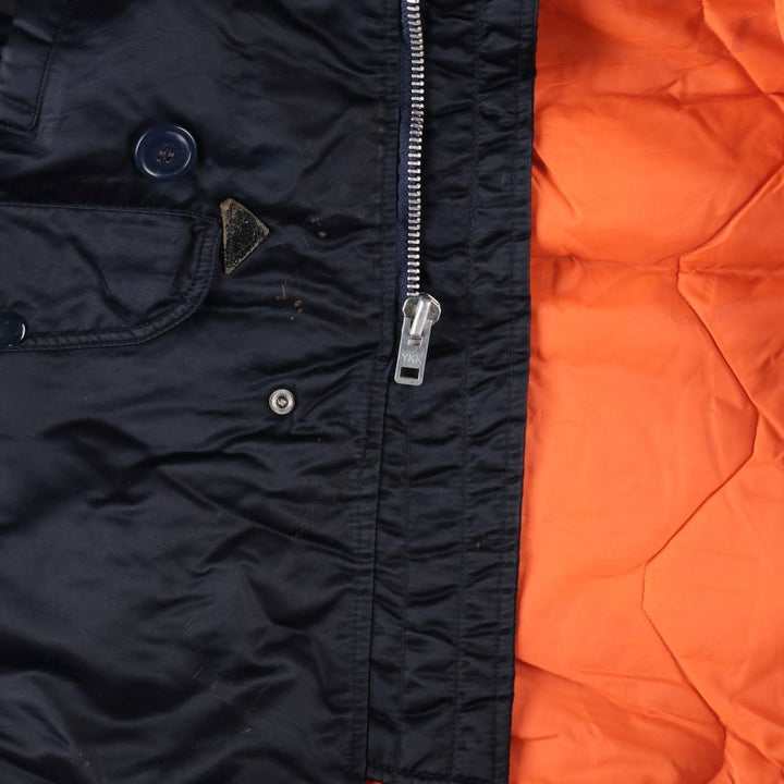 Civilian 1980'S Golden Fleece N-3B Military Flight Jacket, Made in USA, Size 34, Men's L (equivalent) Nylon navy blue type Vintage Second Hand