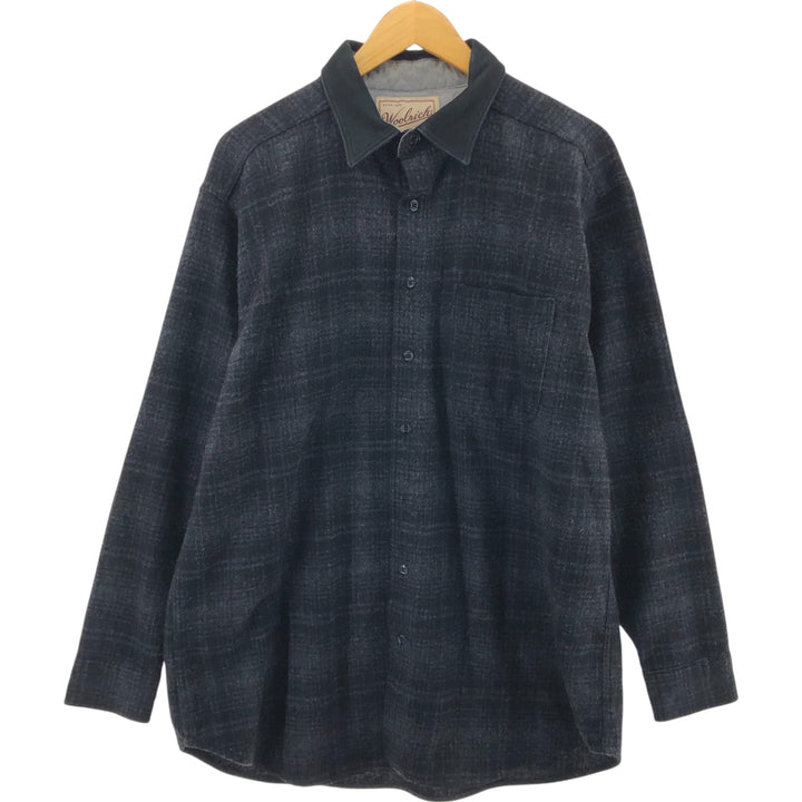 WOOLRICH Ombre Check Wool Shirt Made in USA Men's XL /eaa512814