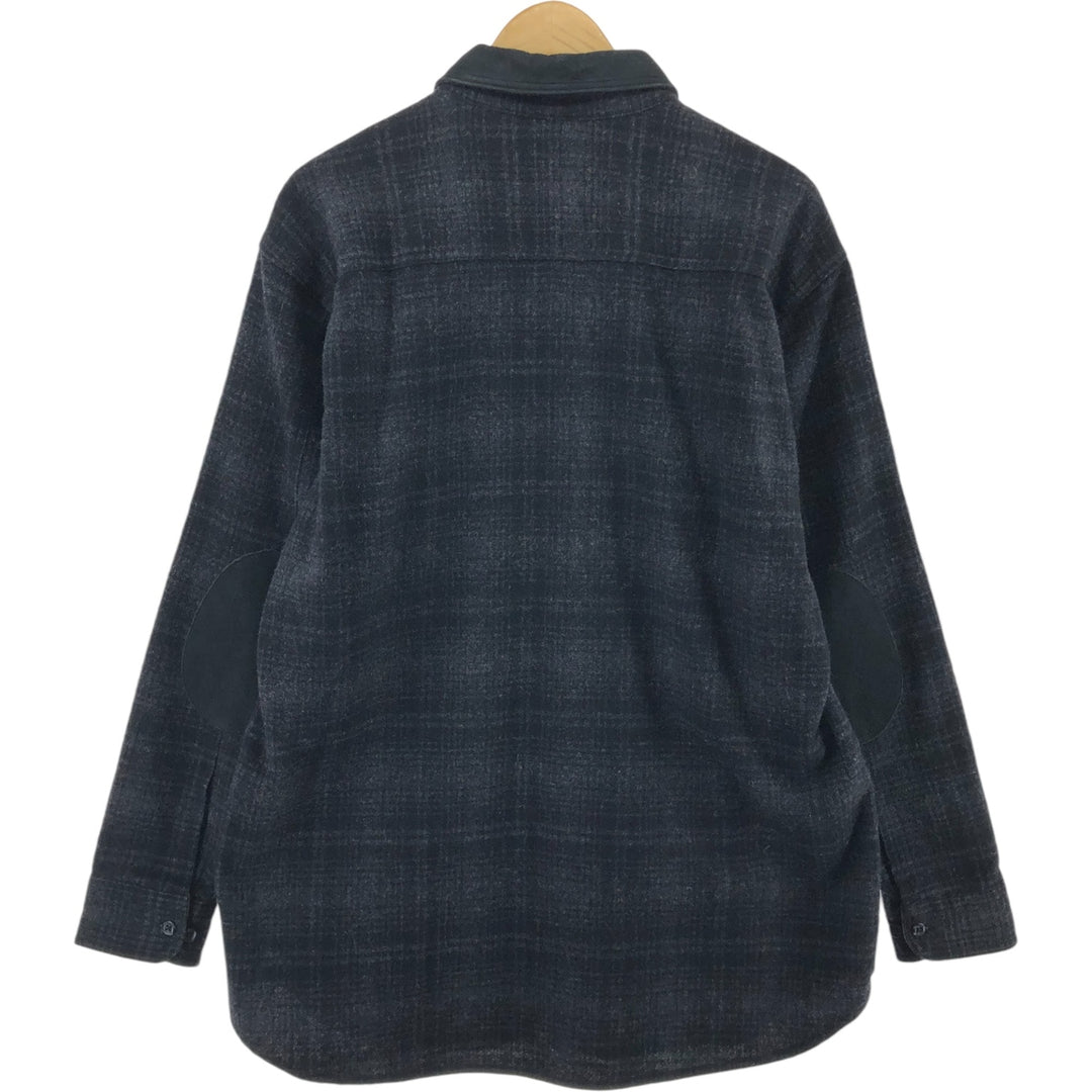 WOOLRICH Ombre Check Wool Shirt Made in USA Men's XL /eaa512814