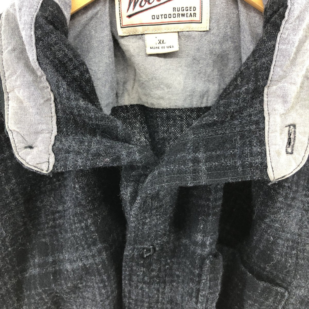 WOOLRICH Ombre Check Wool Shirt Made in USA Men's XL /eaa512814