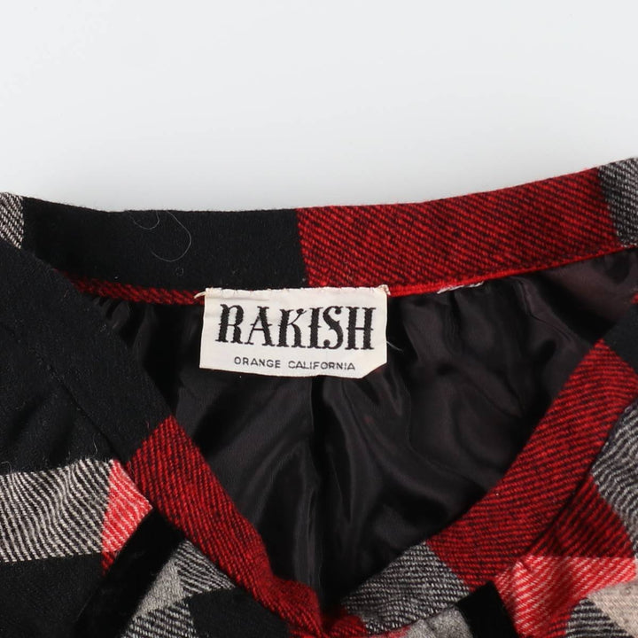 RAKISH Check Pattern Wool Maxi Flare Skirt Women's M Size Vintage /eaa512842