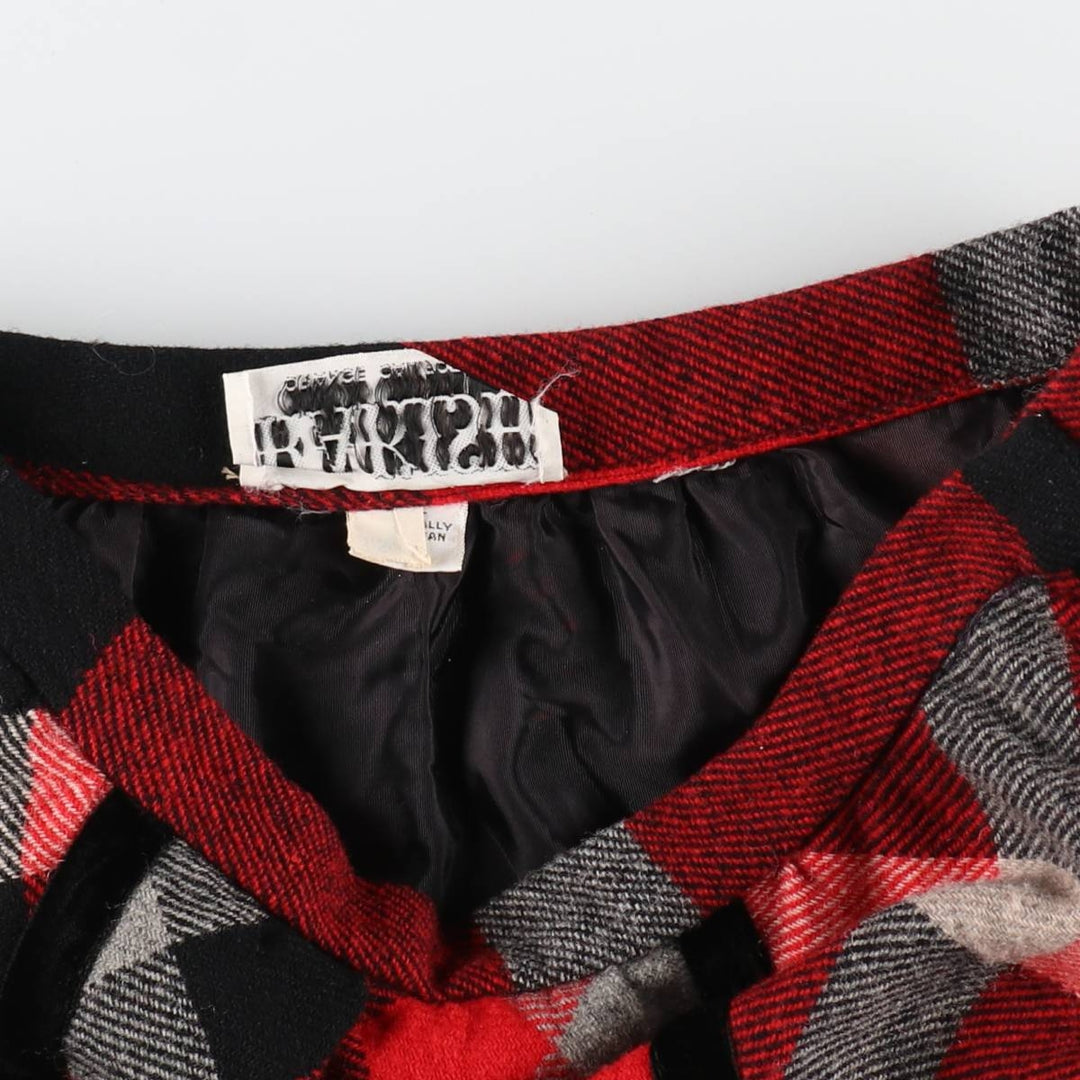 RAKISH Check Pattern Wool Maxi Flare Skirt Women's M Size Vintage /eaa512842