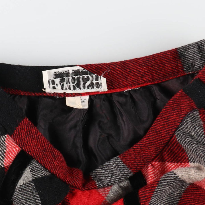 RAKISH Check Pattern Wool Maxi Flare Skirt Women's M Size Vintage /eaa512842