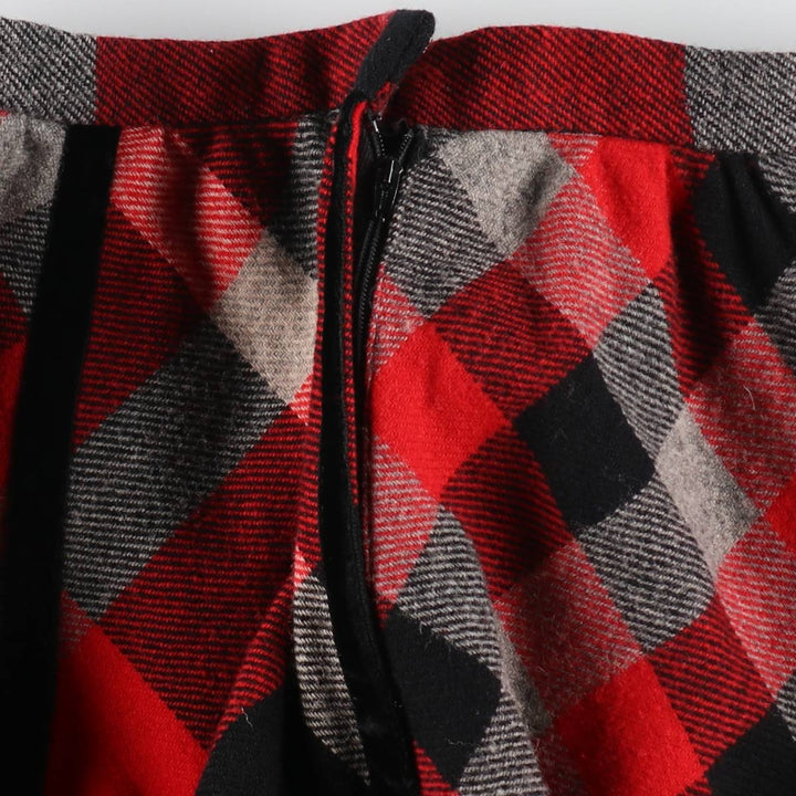 RAKISH Check Pattern Wool Maxi Flare Skirt Women's M Size Vintage /eaa512842