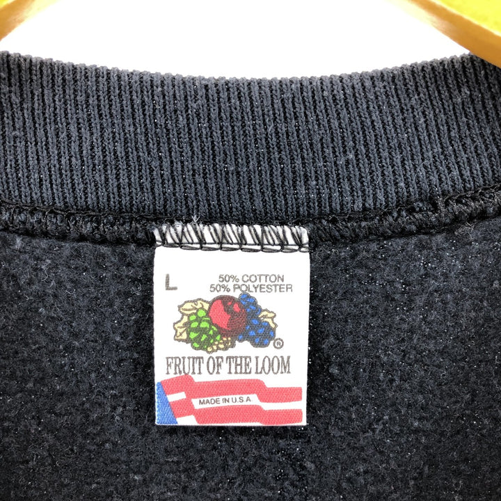 Vintage 80s-90'S Fruit of the Loom print sweatshirt, made in the USA, size L, men's cotton black type Vintage Second Hand