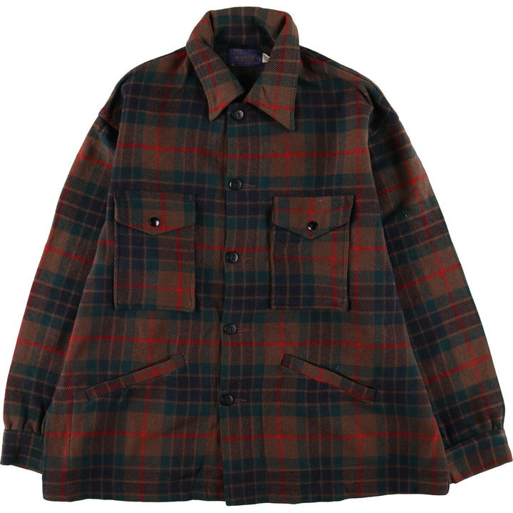 70'S Pendleton Check Pattern Wool Jacket Made in USA Men's L Size Vintage /eaa512978