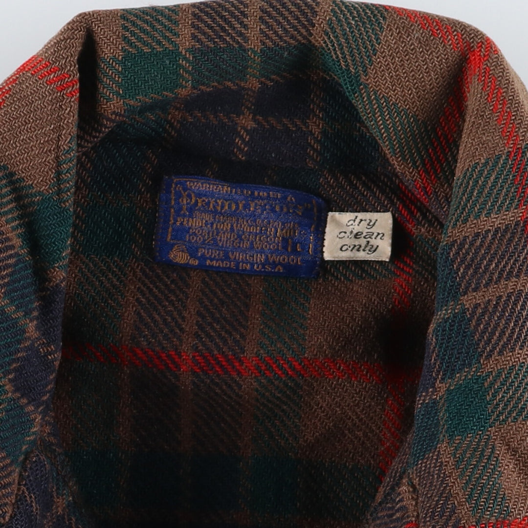 70'S Pendleton Check Pattern Wool Jacket Made in USA Men's L Size Vintage /eaa512978