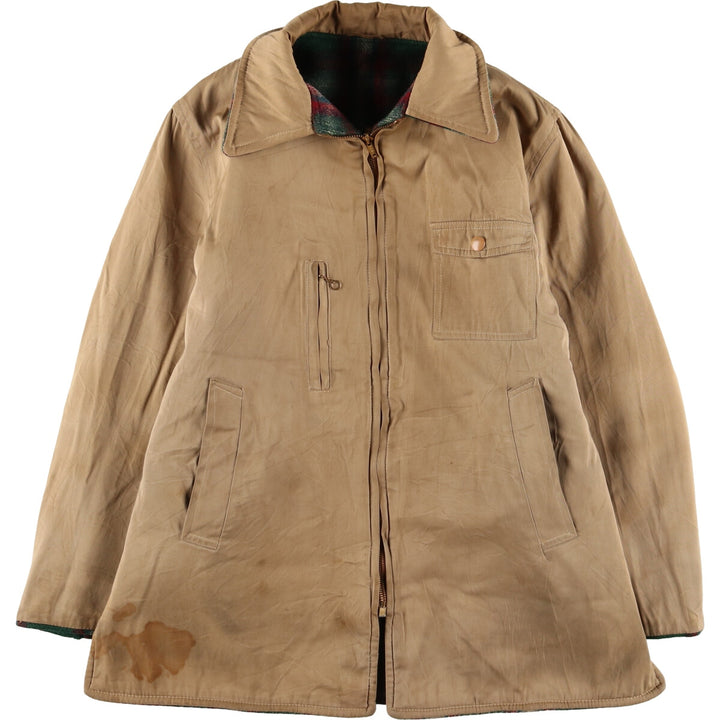 50s~ Check Pattern Reversible Wool Shirt Jacket Men's M Size Vintage /eaa512979