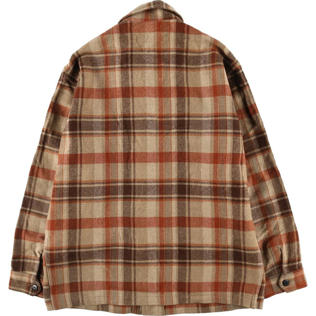 70'S Pendleton Check Pattern Wool Shirt Jacket Made in USA Men's M Size Vintage /eaa512982