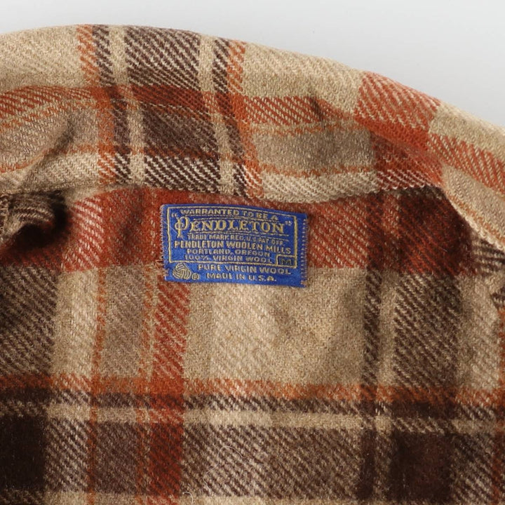 70'S Pendleton Check Pattern Wool Shirt Jacket Made in USA Men's M Size Vintage /eaa512982