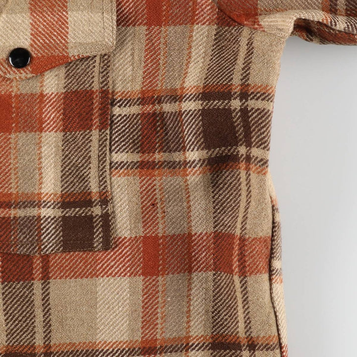 70'S Pendleton Check Pattern Wool Shirt Jacket Made in USA Men's M Size Vintage /eaa512982