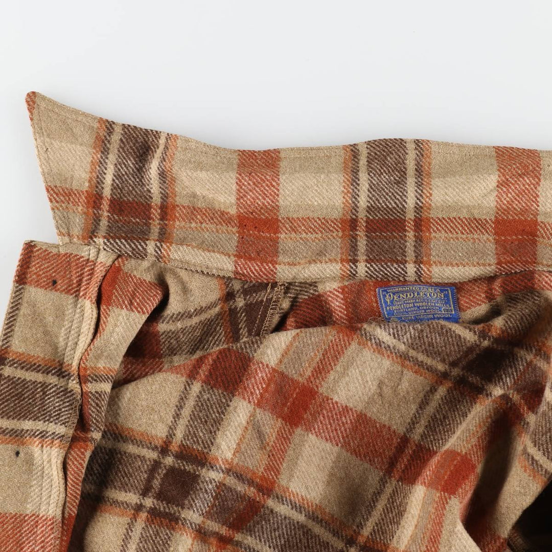 70'S Pendleton Check Pattern Wool Shirt Jacket Made in USA Men's M Size Vintage /eaa512982