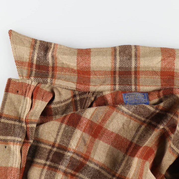 70'S Pendleton Check Pattern Wool Shirt Jacket Made in USA Men's M Size Vintage /eaa512982