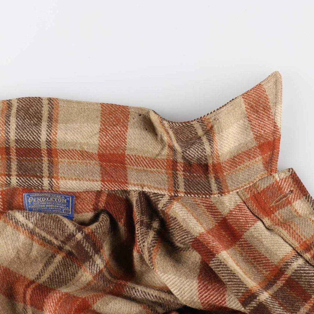 70'S Pendleton Check Pattern Wool Shirt Jacket Made in USA Men's M Size Vintage /eaa512982