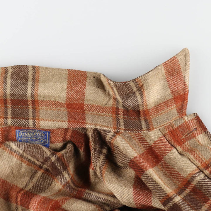 70'S Pendleton Check Pattern Wool Shirt Jacket Made in USA Men's M Size Vintage /eaa512982