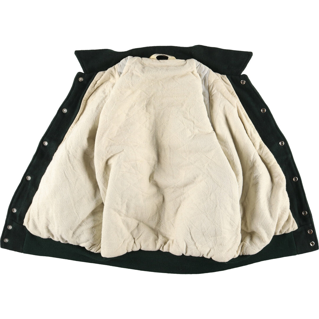 80'S DEERFOOT Collared Leather Sleeve Wool Varsity Jacket Award Jacket Varsity Jacket Made in USA Men's L Size Vintage /eaa513053