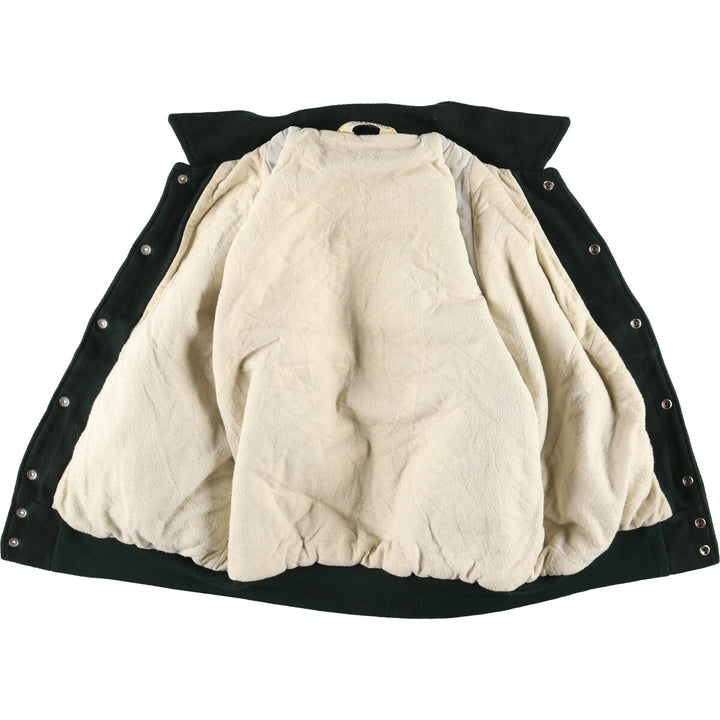 80'S DEERFOOT Collared Leather Sleeve Wool Varsity Jacket Award Jacket Varsity Jacket Made in USA Men's L Size Vintage /eaa513053