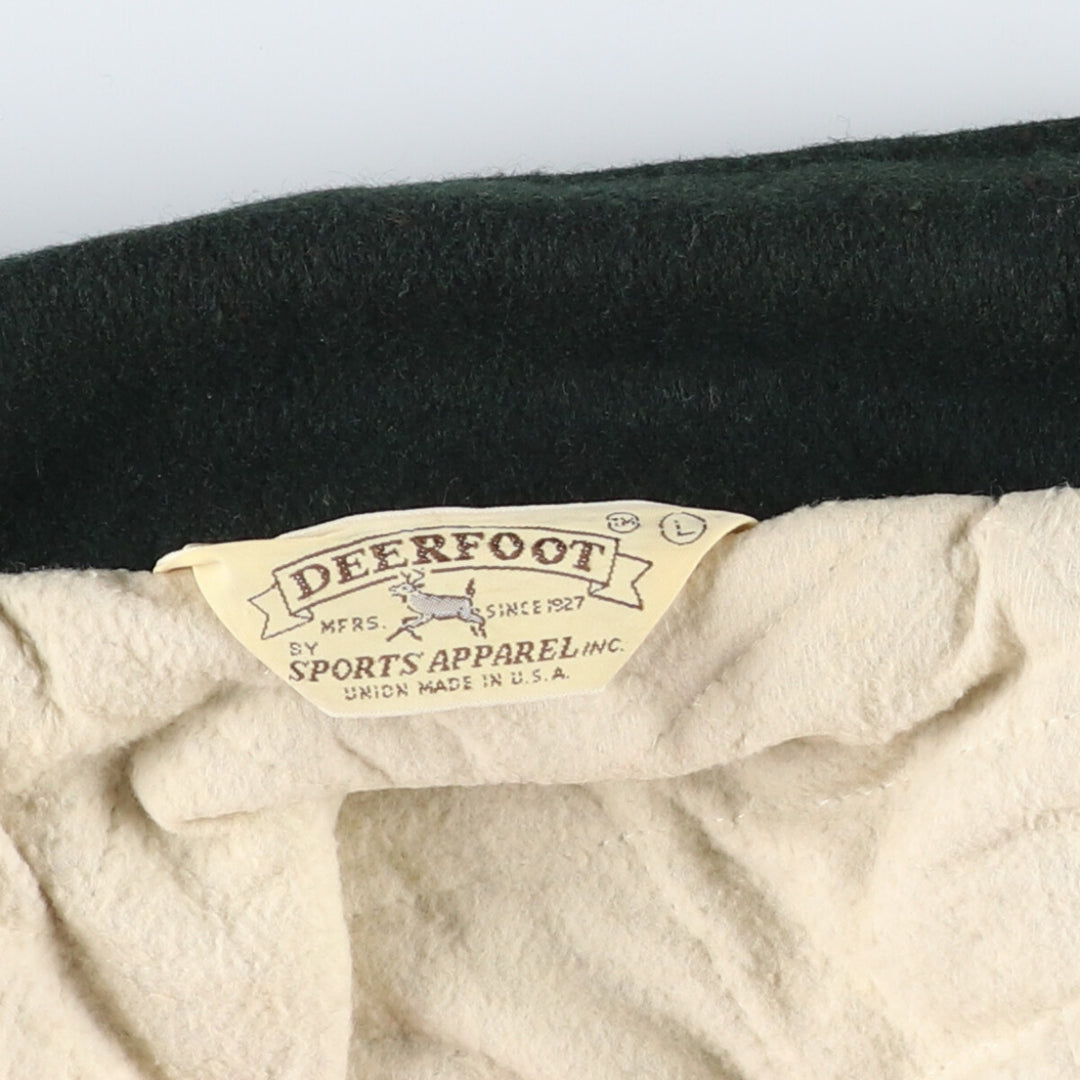 80'S DEERFOOT Collared Leather Sleeve Wool Varsity Jacket Award Jacket Varsity Jacket Made in USA Men's L Size Vintage /eaa513053