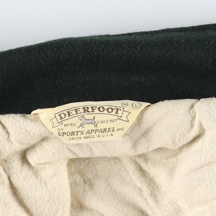 80'S DEERFOOT Collared Leather Sleeve Wool Varsity Jacket Award Jacket Varsity Jacket Made in USA Men's L Size Vintage /eaa513053