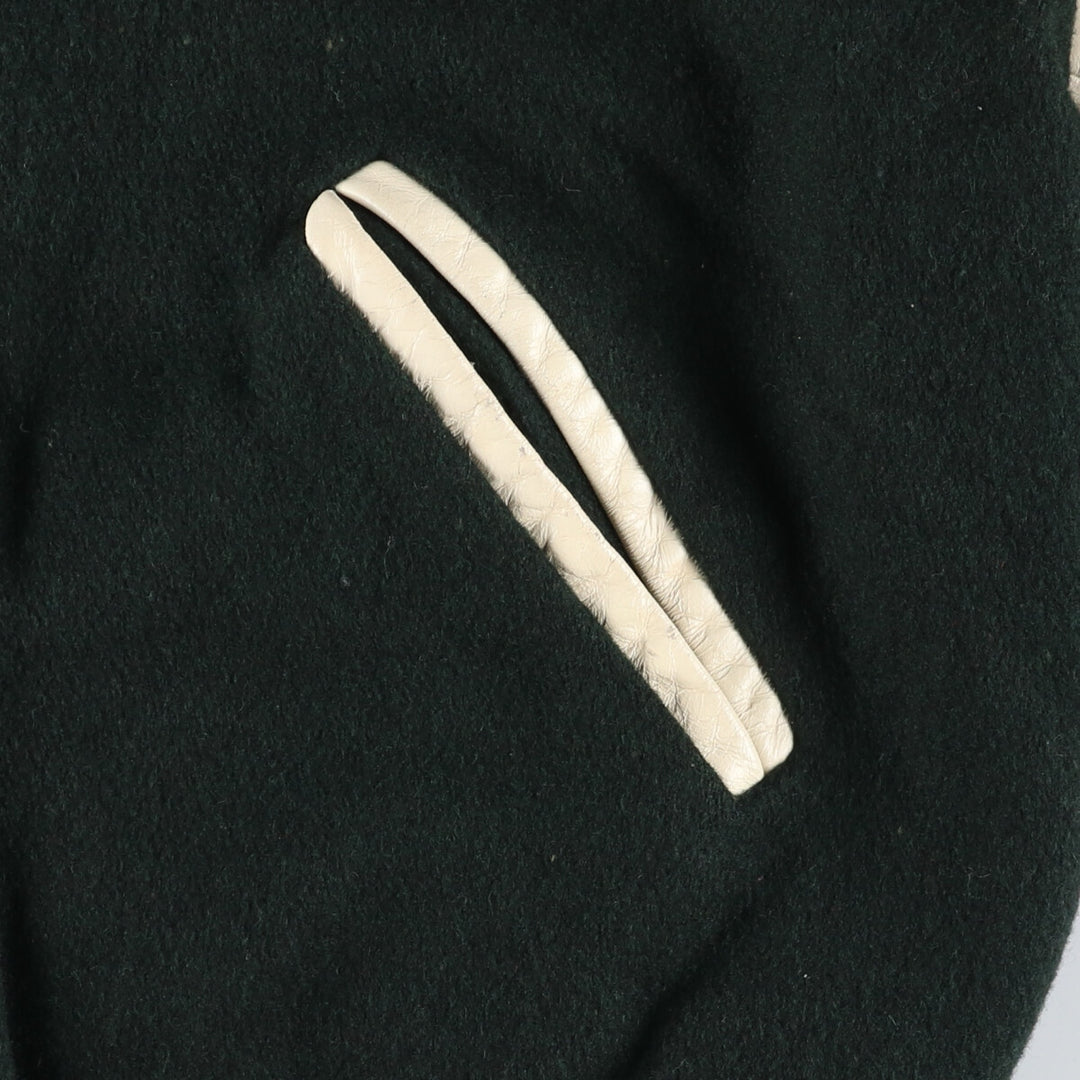 80'S DEERFOOT Collared Leather Sleeve Wool Varsity Jacket Award Jacket Varsity Jacket Made in USA Men's L Size Vintage /eaa513053