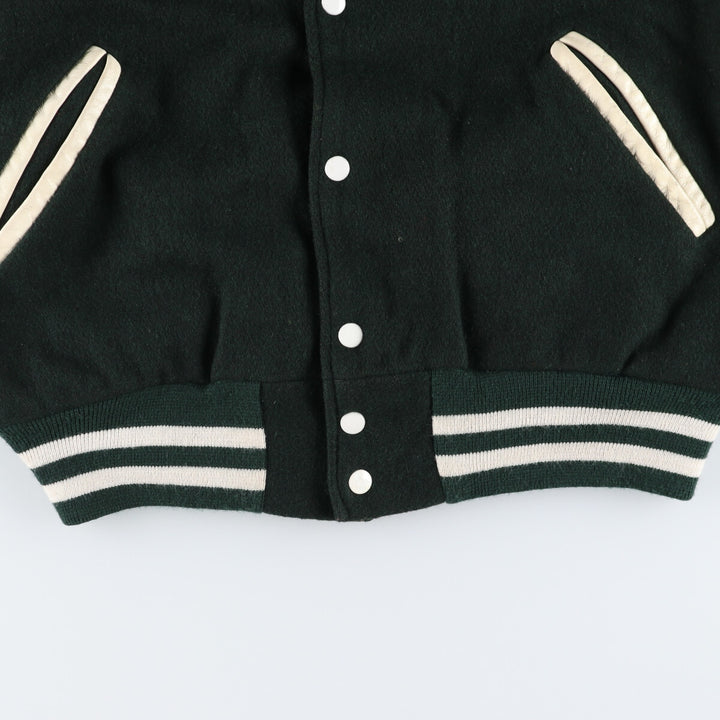 80'S DEERFOOT Collared Leather Sleeve Wool Varsity Jacket Award Jacket Varsity Jacket Made in USA Men's L Size Vintage /eaa513053