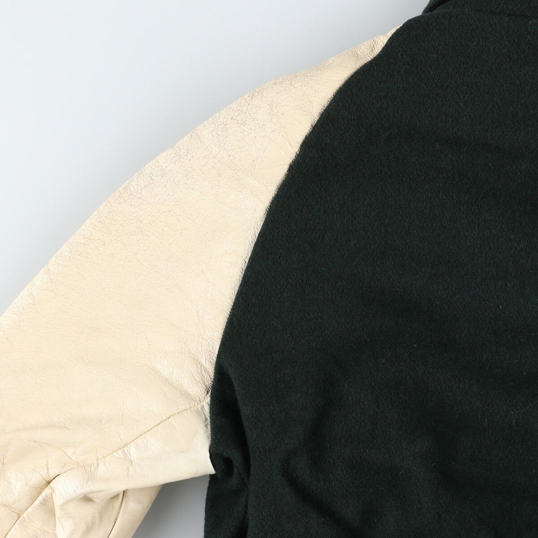 80'S DEERFOOT Collared Leather Sleeve Wool Varsity Jacket Award Jacket Varsity Jacket Made in USA Men's L Size Vintage /eaa513053