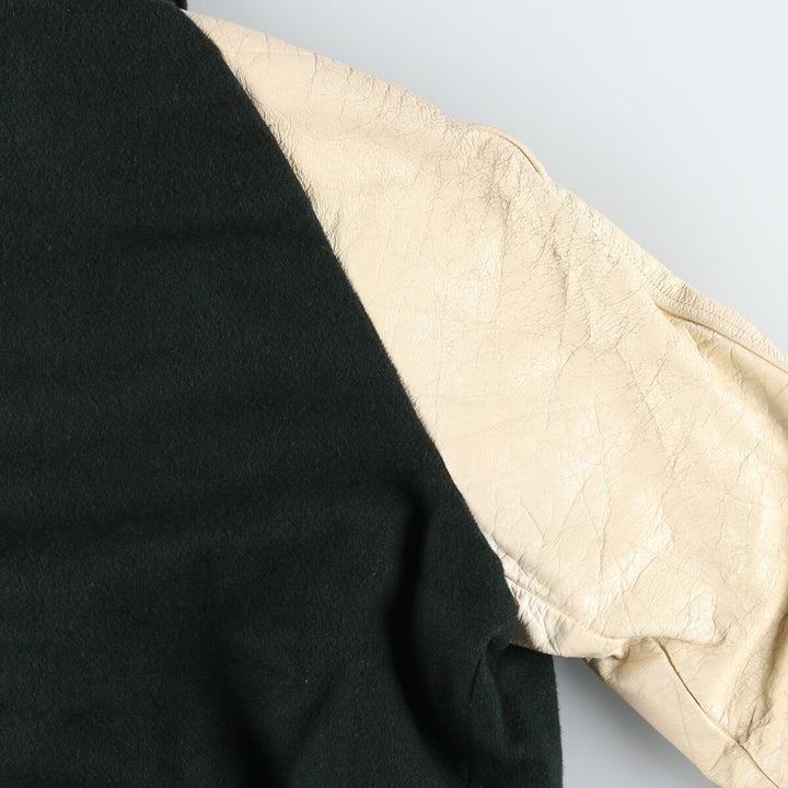 80'S DEERFOOT Collared Leather Sleeve Wool Varsity Jacket Award Jacket Varsity Jacket Made in USA Men's L Size Vintage /eaa513053