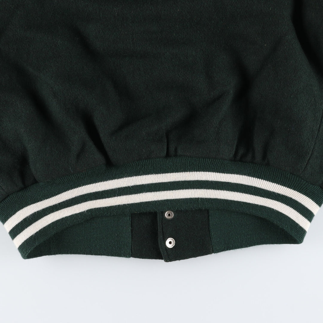 80'S DEERFOOT Collared Leather Sleeve Wool Varsity Jacket Award Jacket Varsity Jacket Made in USA Men's L Size Vintage /eaa513053