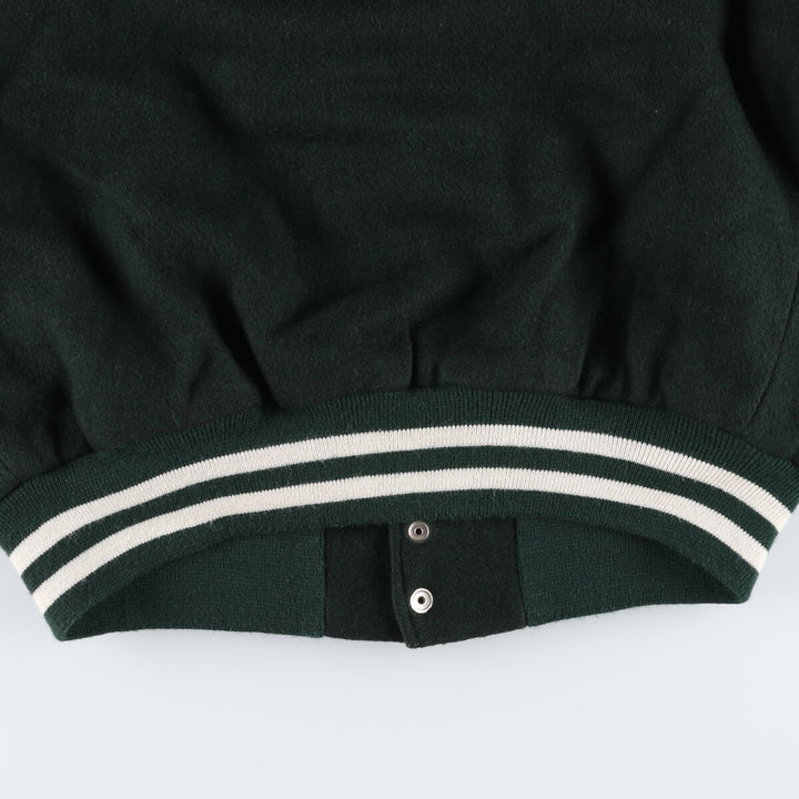 80'S DEERFOOT Collared Leather Sleeve Wool Varsity Jacket Award Jacket Varsity Jacket Made in USA Men's L Size Vintage /eaa513053