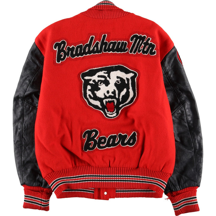 90s~ ROCK CREEK ATHLETICS Sleeve Leather Wool Button Varsity Jacket Made in USA Men's L size /eaa513058